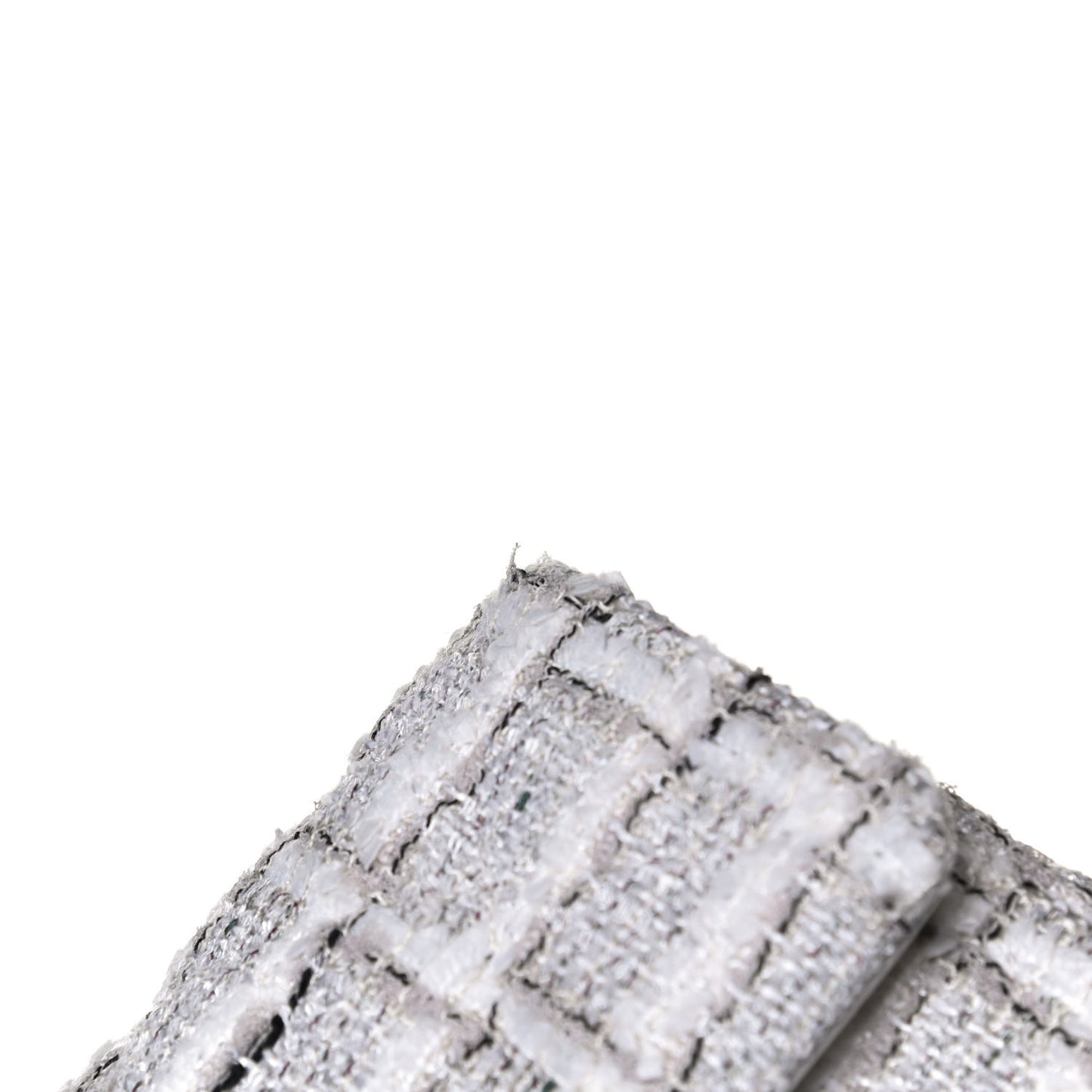 Tweed Quilted Mini Rectangular Flap White Grey