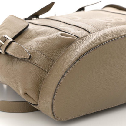 Gucci Piuma Calfskin Jumbo GG Embossed Double Buckle Backpack Good Taupe 9 of 11