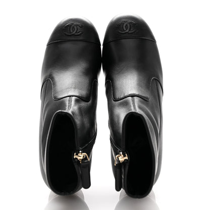 Chanel Stretch Lambskin Cap Toe CC Short Boots 37 Black 2 of 10