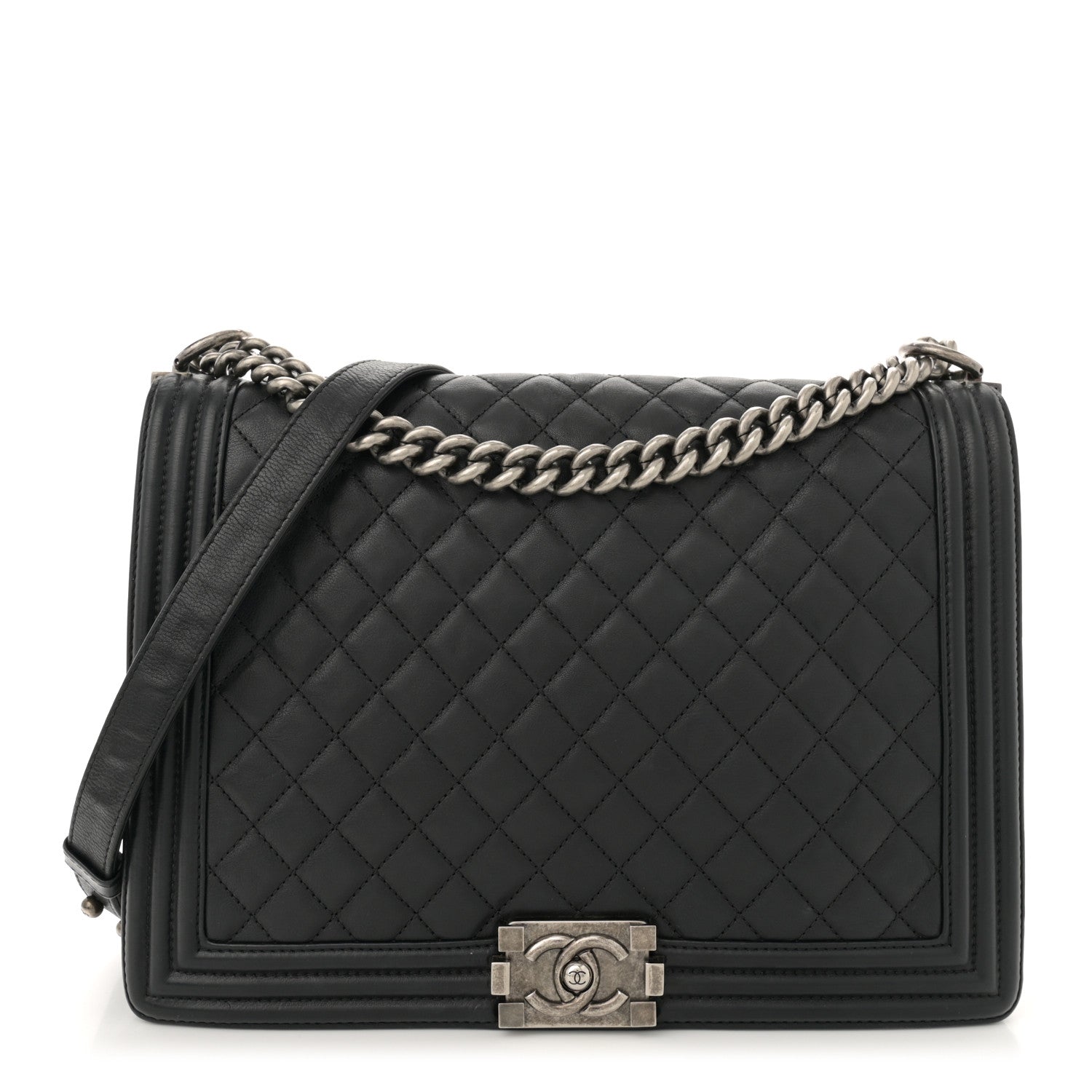 Chanel Calfskin Quilted Large Boy Flap Black 1 of 13