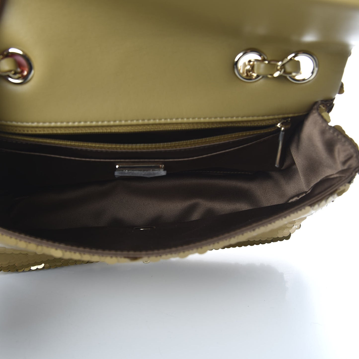 Sequin Quilted Medium Single Flap Gold