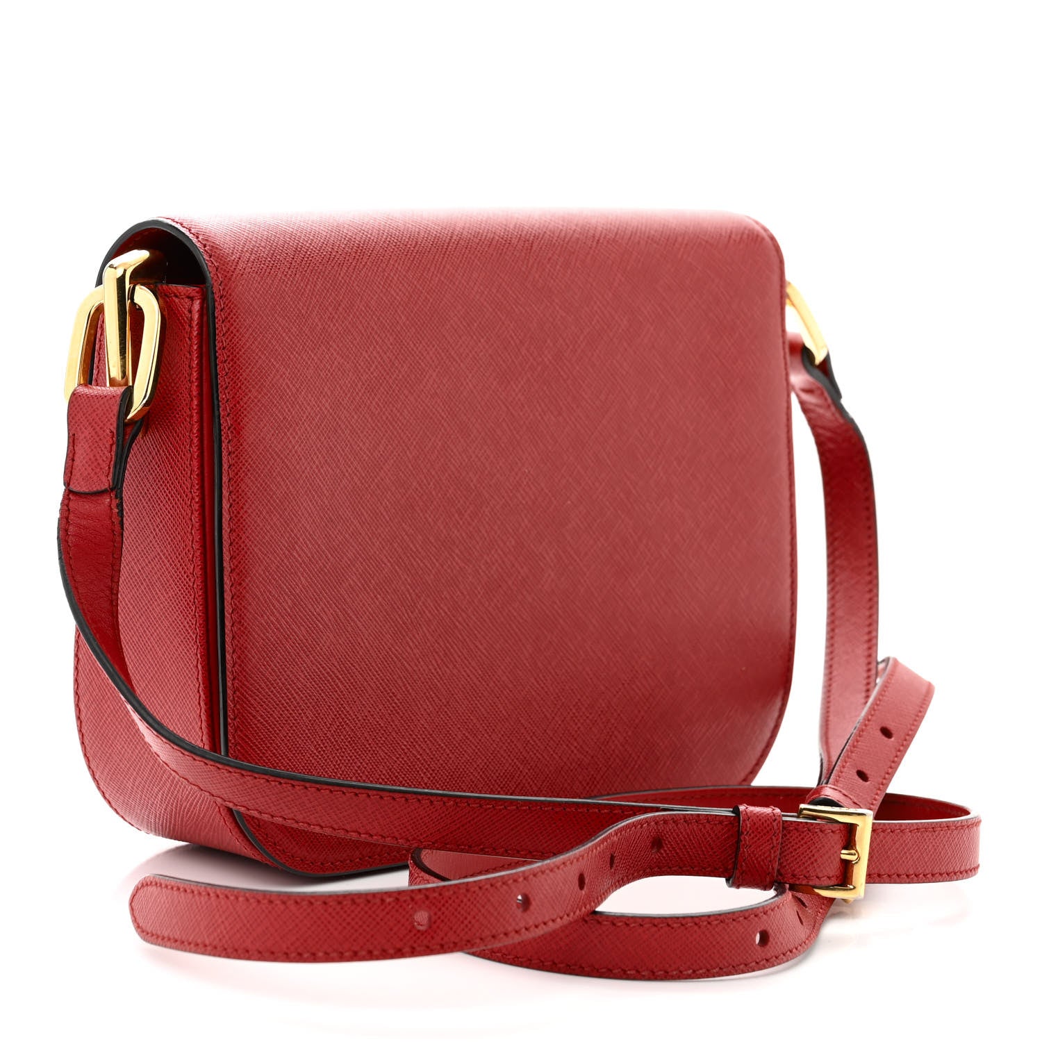 Prada Saffiano Lux Embleme Flap Shoulder Bag Fuoco 3 of 15
