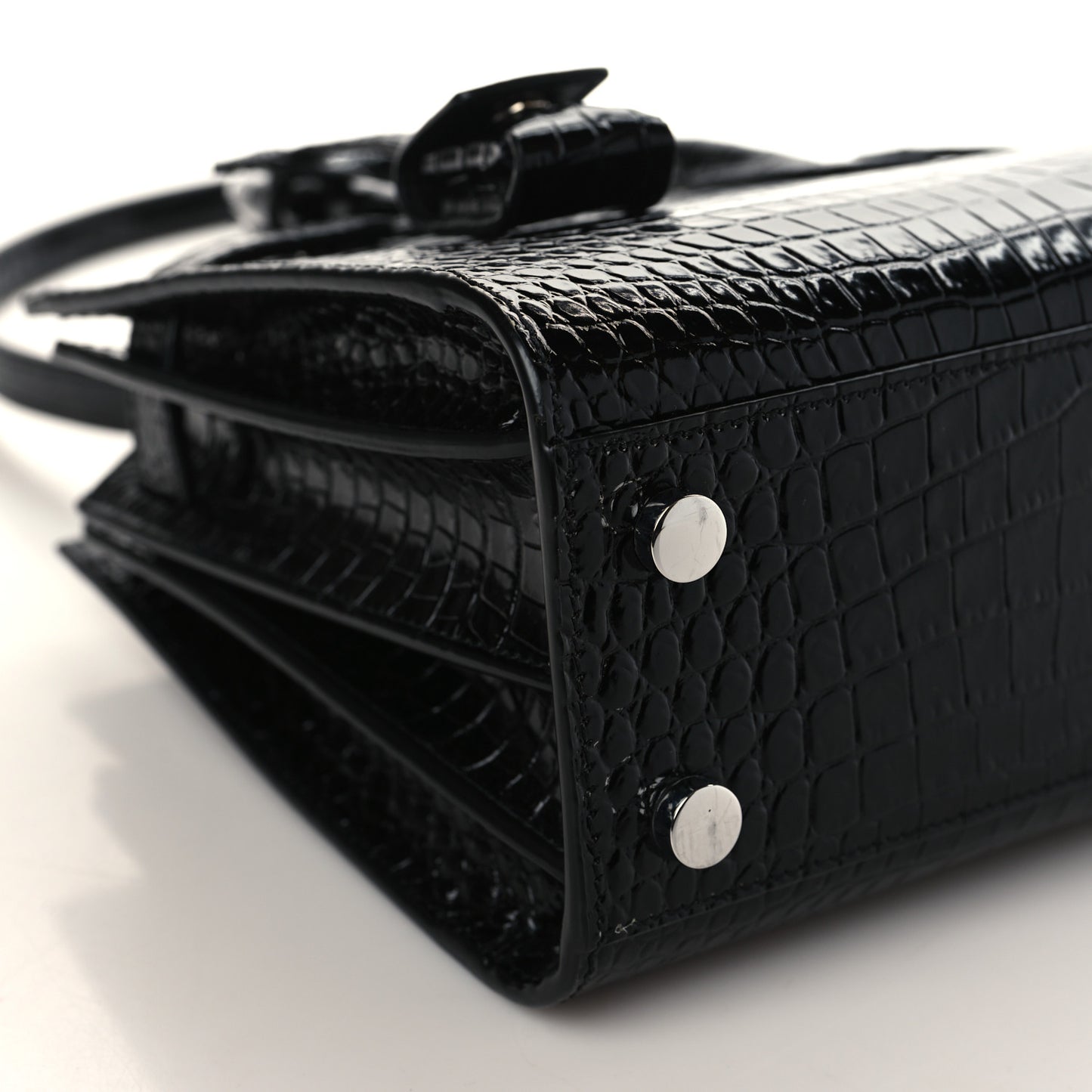 Calfskin Crocodile Embossed Nano Sac De Jour Black