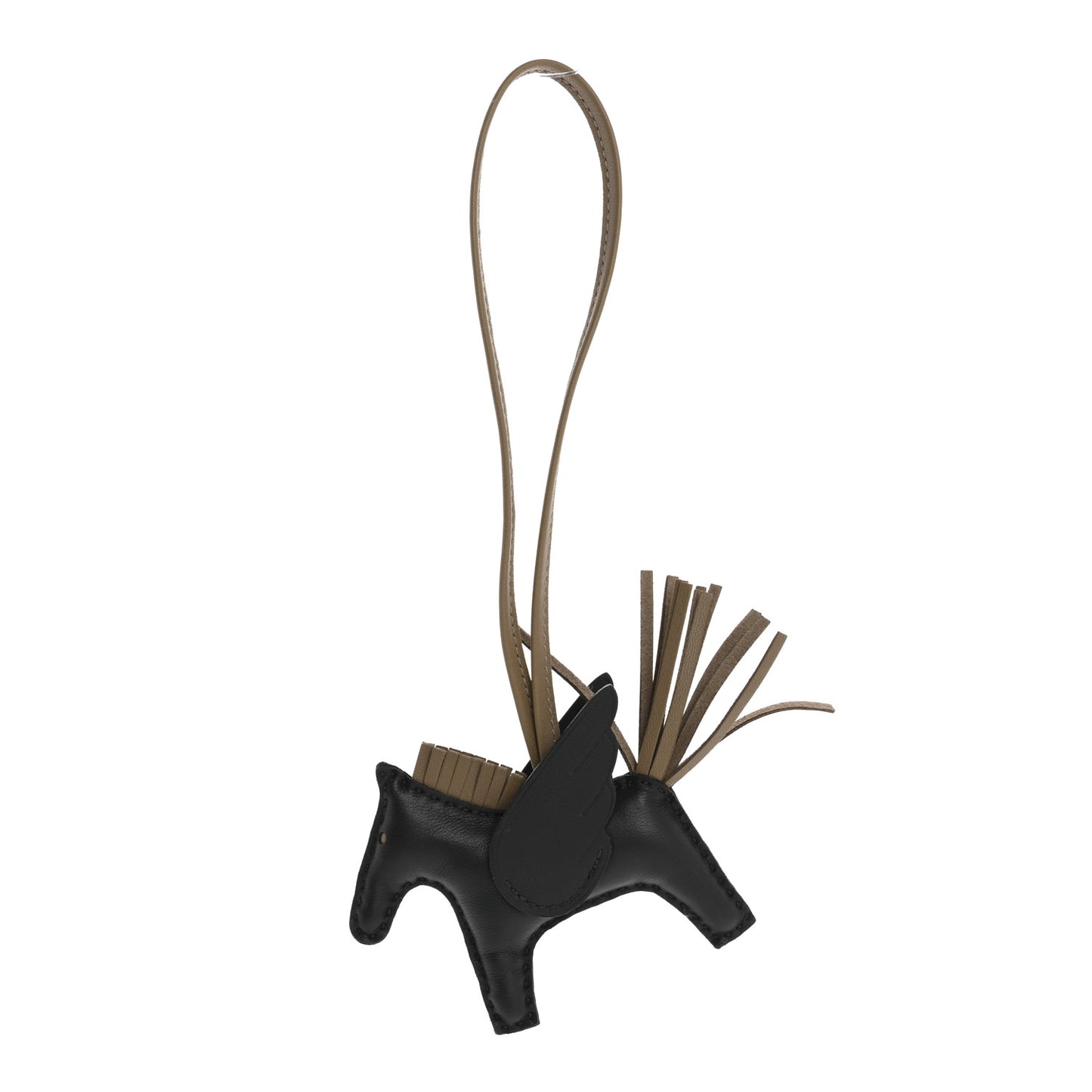 Milo Lambskin Grigri Rodeo Pegase Horse Bag Charm PM Black Etoupe