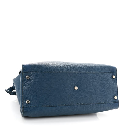 Fendi Cuoio Romano Selleria Bi-Color Medium Peekaboo Iconic Satchel Blue Latte 4 of 10