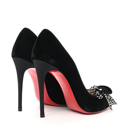 Christian Louboutin Velvet Madame Menule Bow 100 Pumps 35 Black 4 of 11