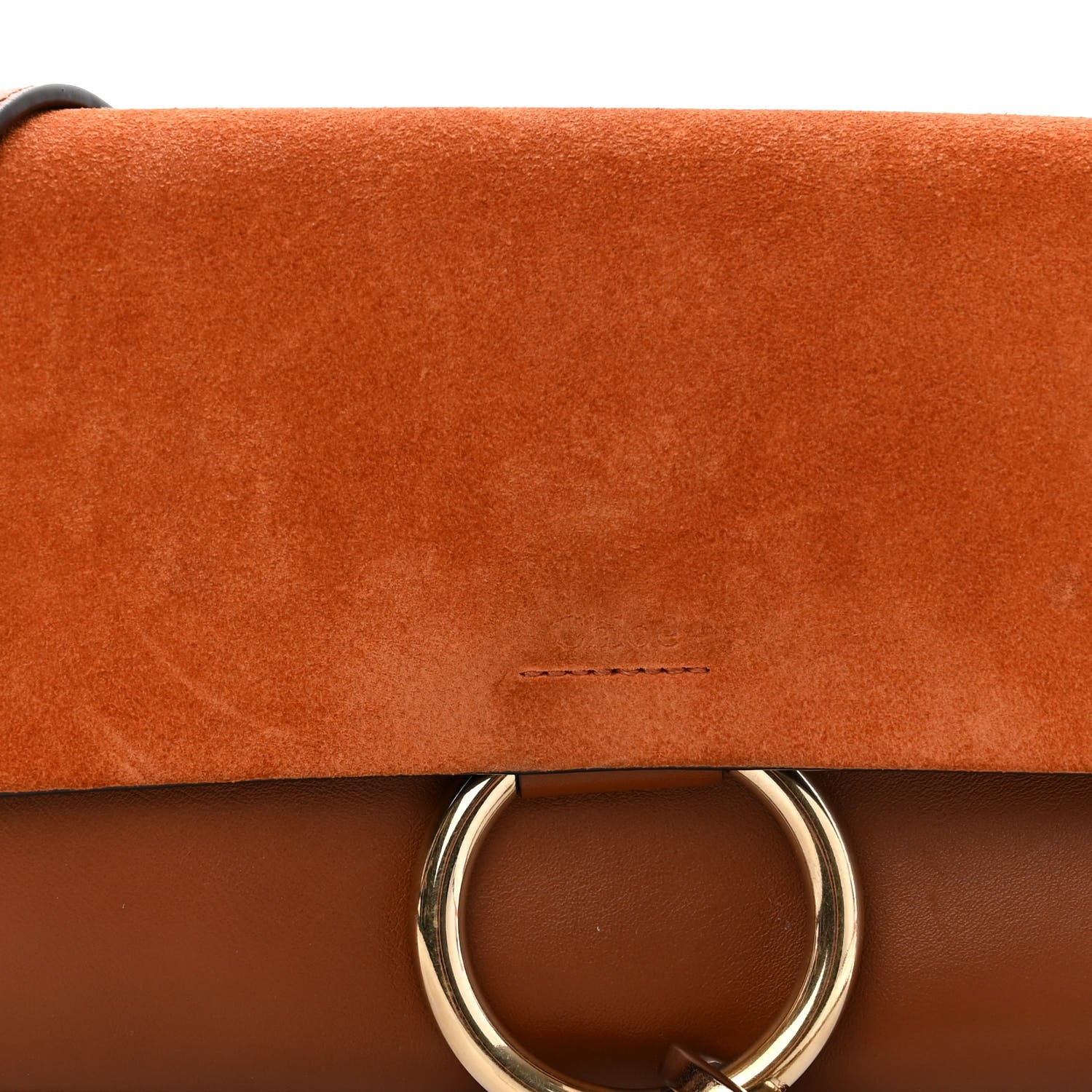 Chloe Suede Calfskin Small Faye Shoulder Bag Tobacco 7 of 9