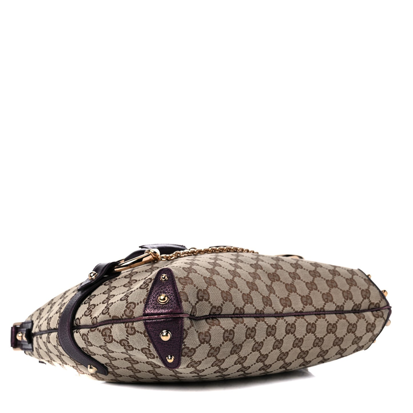 Metallic Monogram Horsebit Chain Hobo Purple