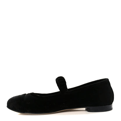 Chanel Velvet Mary Jane Flats 36 Black 1 of 9