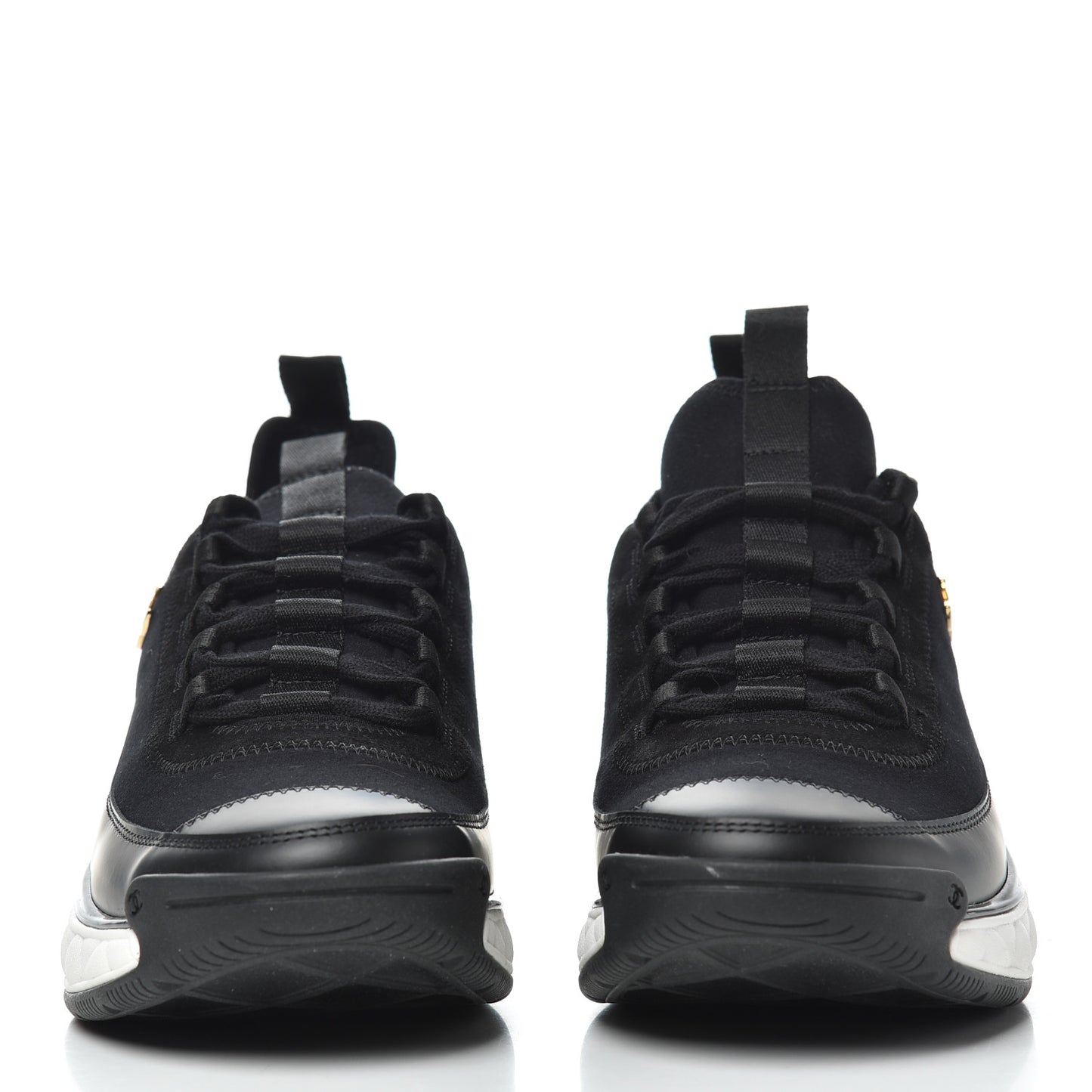 Velvet Calfskin Mixed Fibers CC Sneakers 38.5 Black