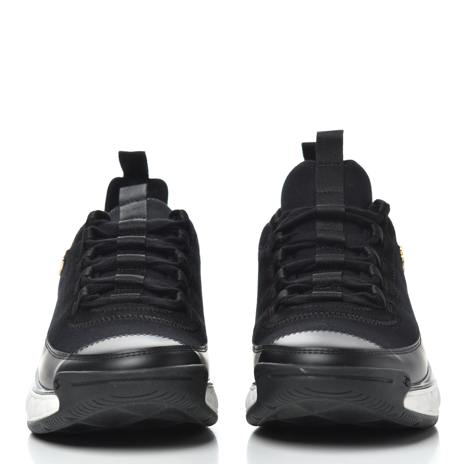Chanel Velvet Calfskin Mixed Fibers CC Sneakers 38.5 Black 2 of 11