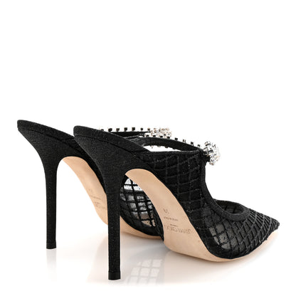 Jimmy Choo Glitter Checker Board Mesh Crystal Bing 100 Pumps 39 Black 5 of 9