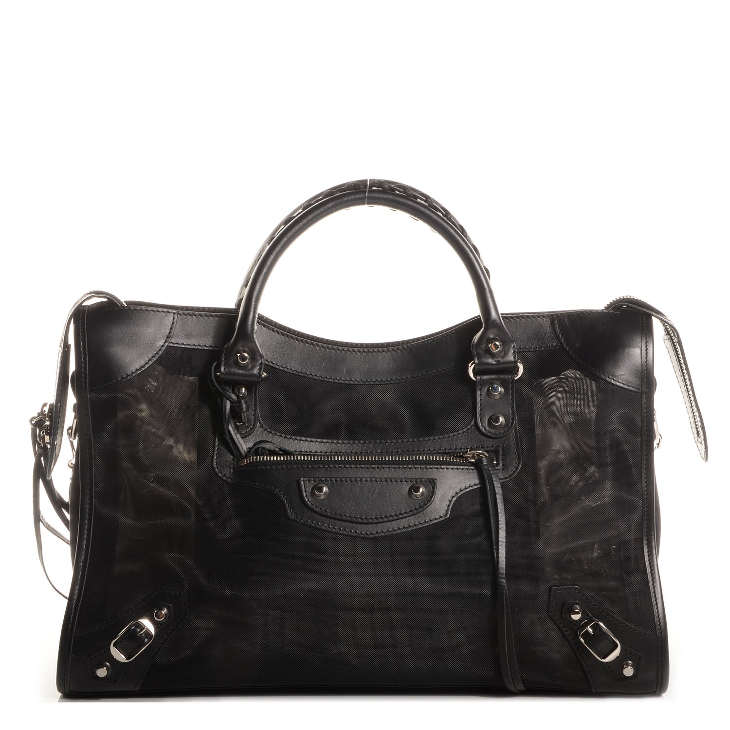 Balenciaga Calfskin Mesh City Black 1 of 11