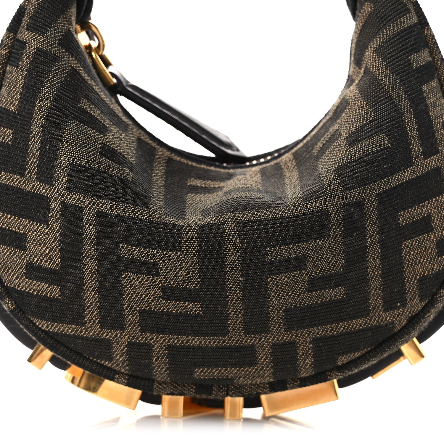 Fendi Fabric Jacquard FF 1974 Nano Fendigraphy Hobo Charm Tobacco Moro 8 of 10