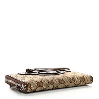 Balenciaga X GUCCI GG Monogram Azalea Calfskin Neo Classic Zip Around Wallet Beige Ebony Brown Sugar 4 of 7