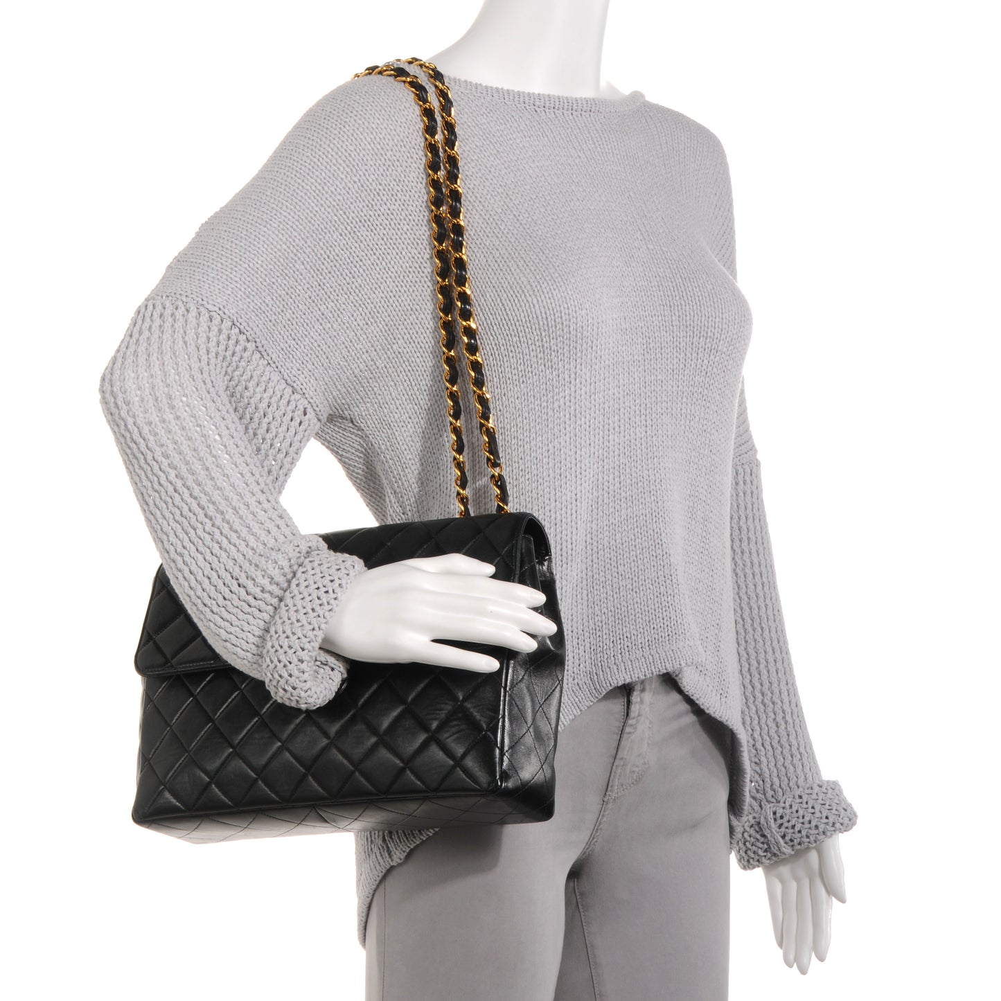 Lambskin Jumbo Single Flap Black