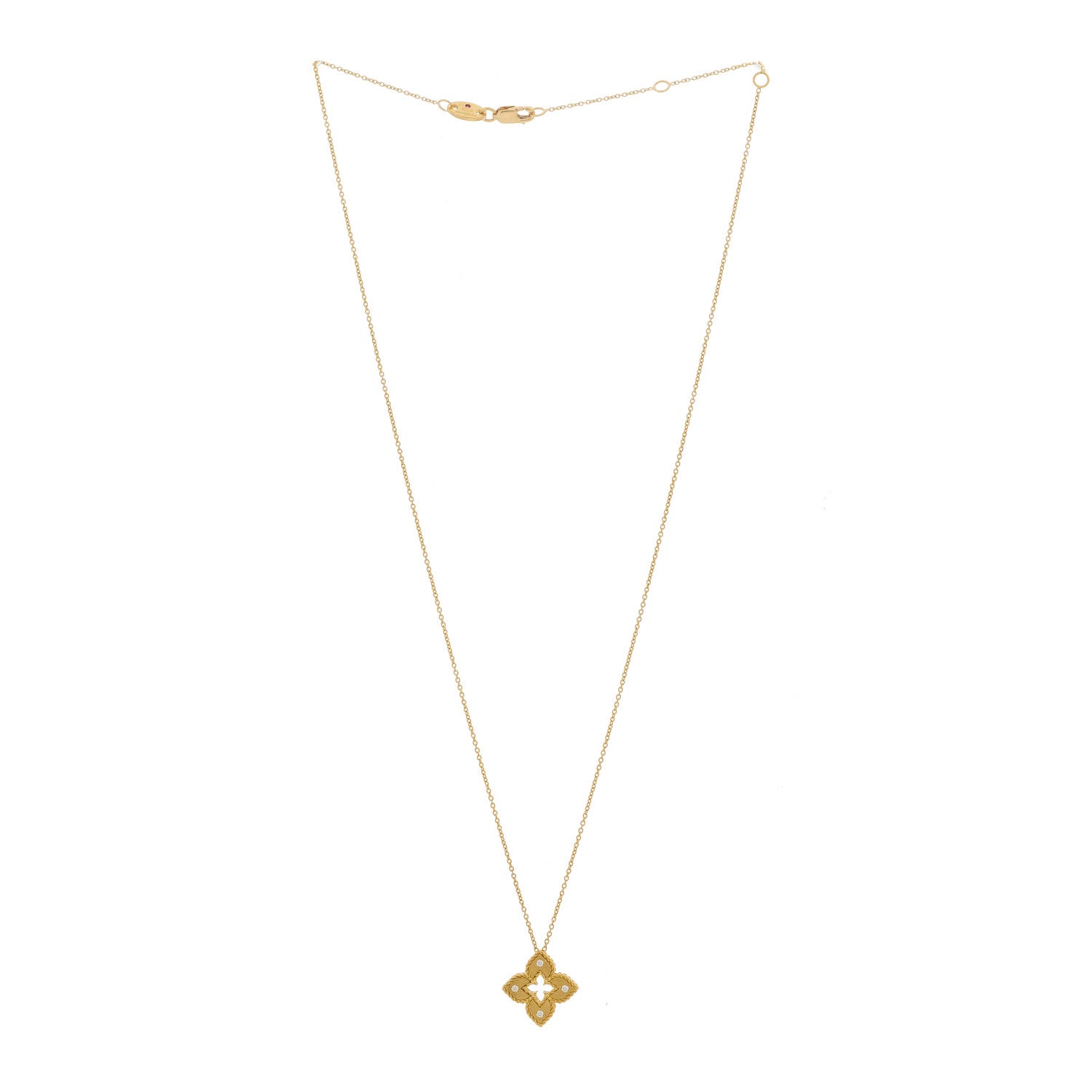 Roberto Coin 18K Yellow Gold Diamond Petite Venetian Princess Flower Pendant Necklace 3 of 4