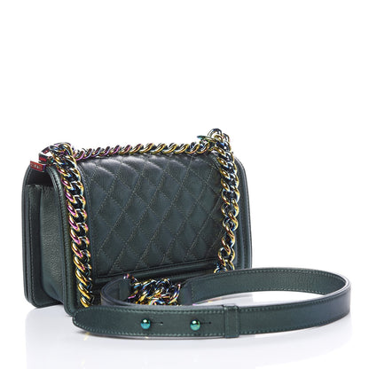Chanel Iridescent Goatskin Quilted Small Boy Flap Green 3 of 9
