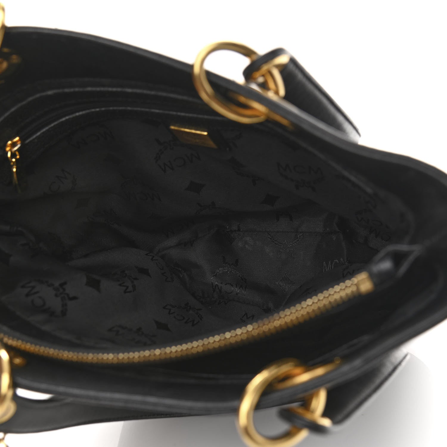 MCM Grained Calfskin Studded Bucket Bag Black 5 of 9