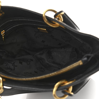 MCM Grained Calfskin Studded Bucket Bag Black 5 of 9