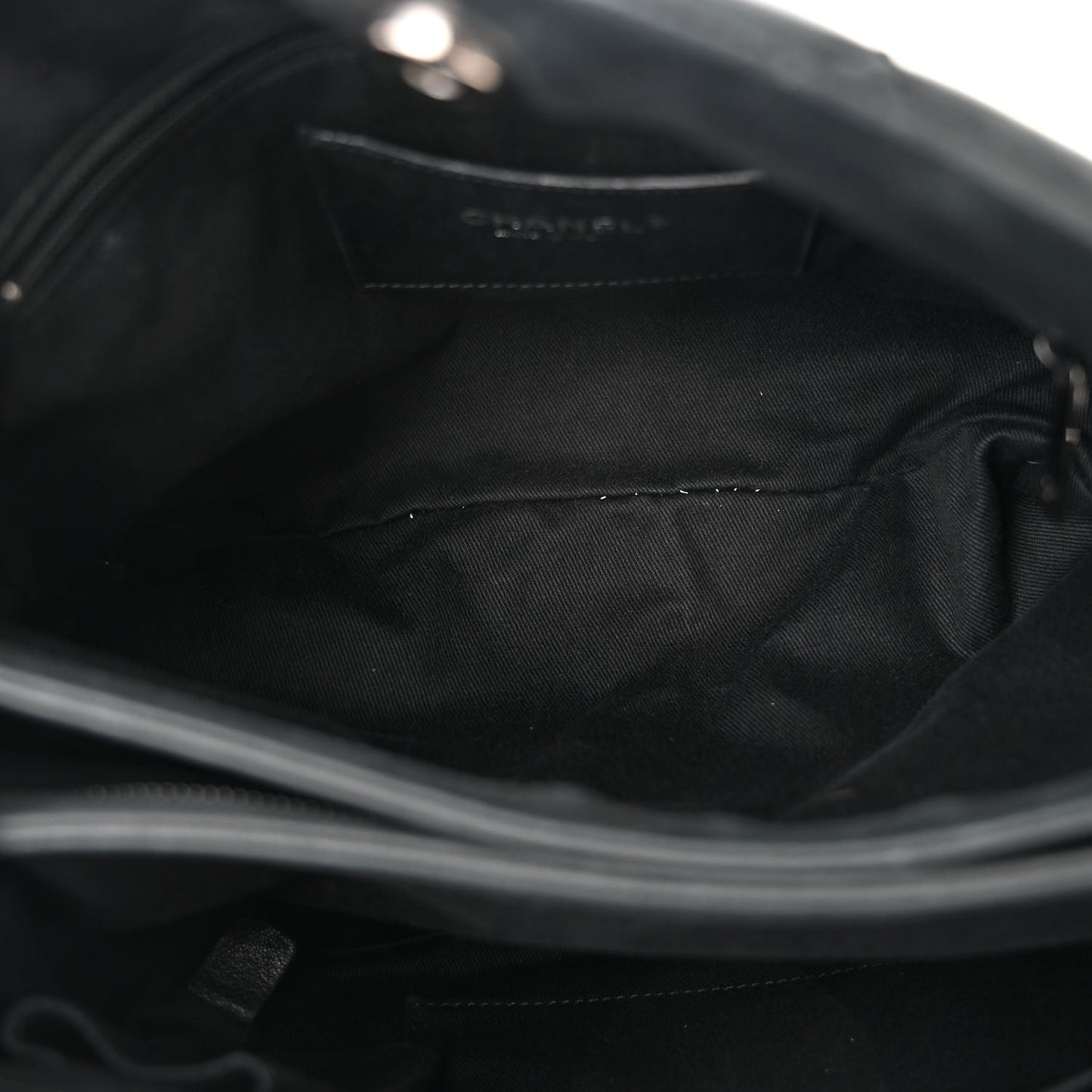 Iridescent Calfskin Large Just Mademoiselle Bowling Bag Black