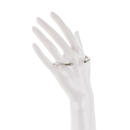 David Yurman Sterling Silver 14K Yellow Gold Blue Topaz 5mm Cable Classics Petite Color Bracelet 2 of 5