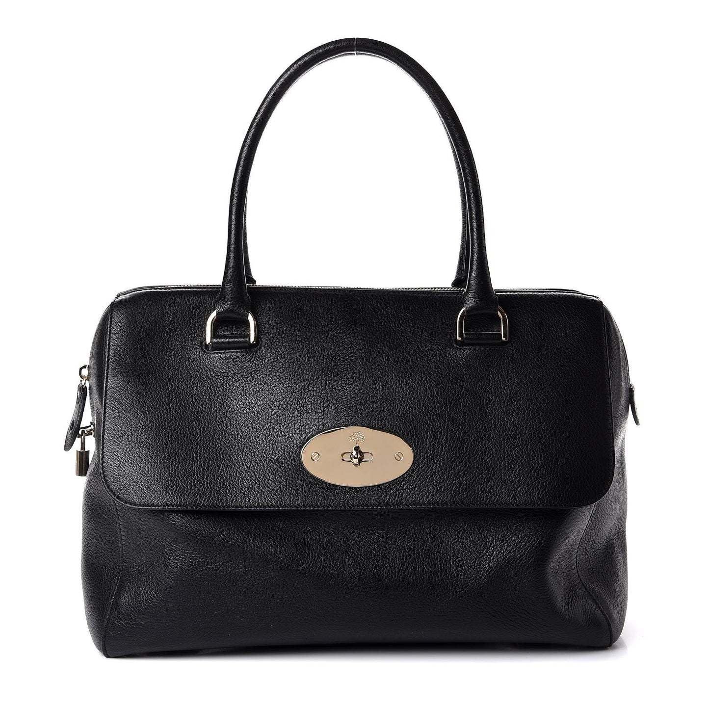 Glossy Goatskin Medium Del Rey Satchel Black