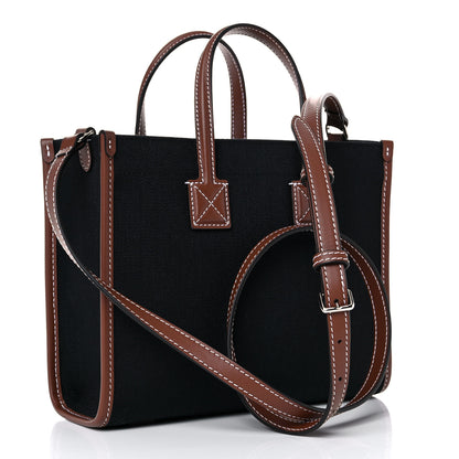 Burberry Canvas Smooth Calfskin Mini Two Tone Freya Tote Black Tan 3 of 11