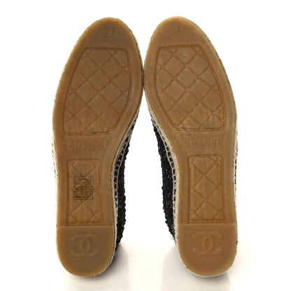 Chanel Metallic Lambskin Tweed CC Espadrilles 37 Black Silver 5 of 9