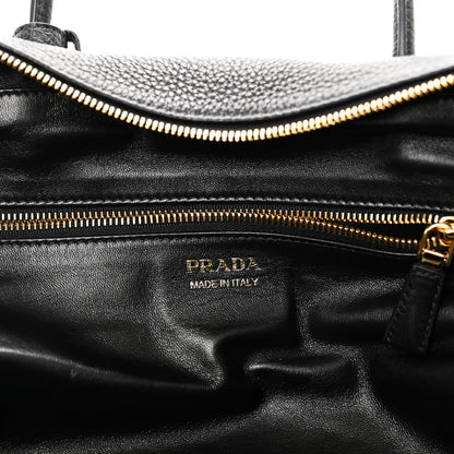 Prada Vitello Daino Soft Large Top Handle Bag Black 6 of 9