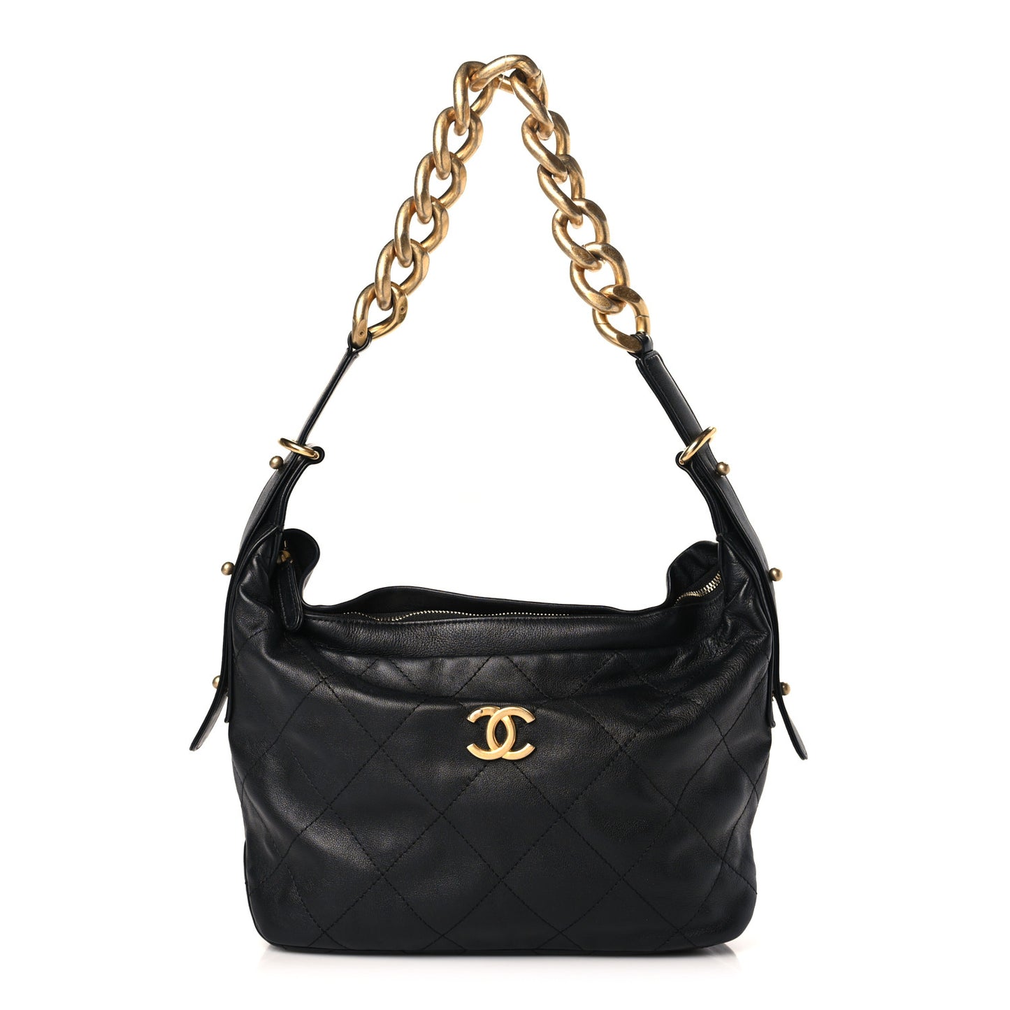 Calfskin Quilted Daily Hobo Black