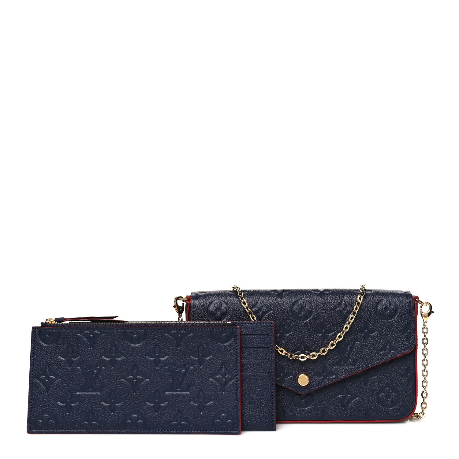 Louis Vuitton Empreinte Pochette Felicie Chain Wallet Marine Rouge 3 of 10