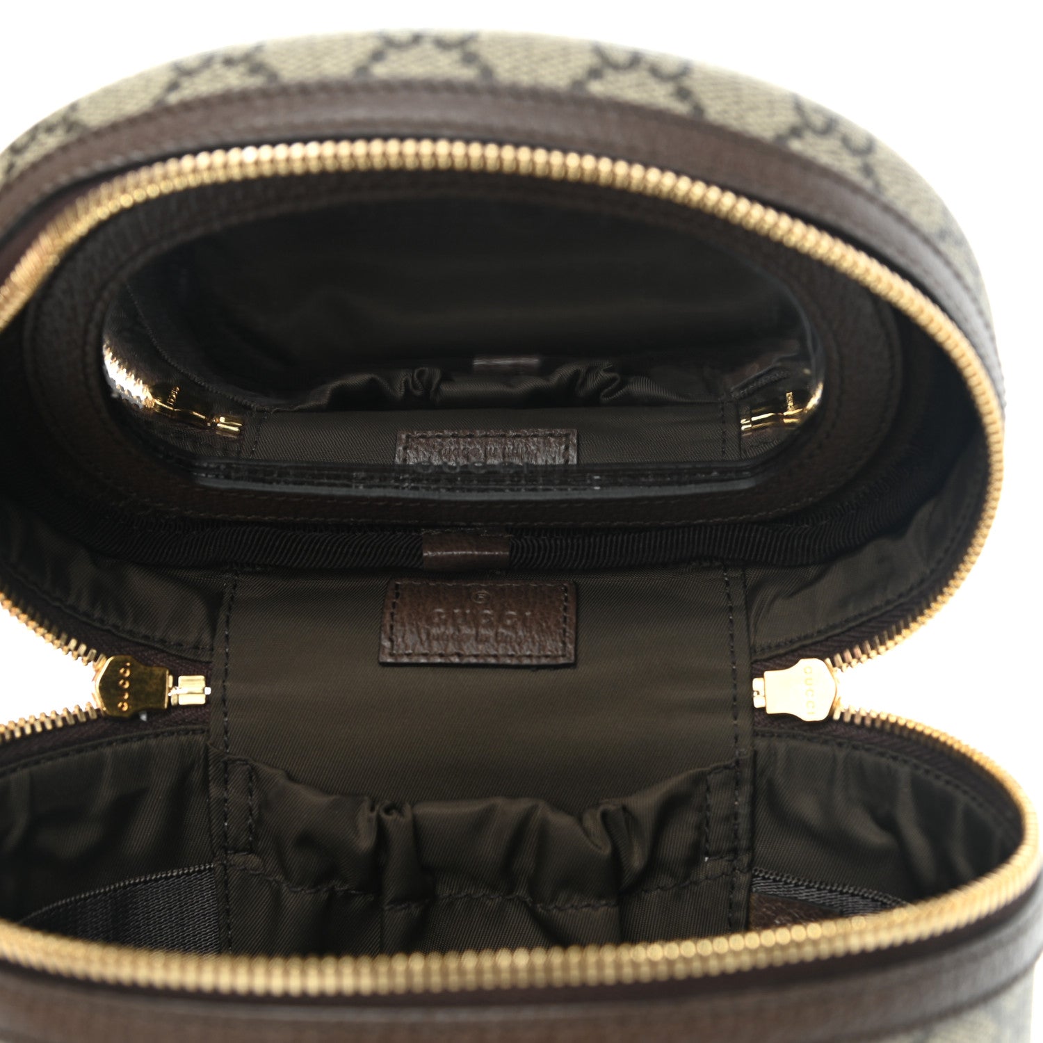 Gucci GG Supreme Monogram Textured Calfskin Web Ophidia Vanity Cosmetic Case Beige Ebony New Acero 5 of 7
