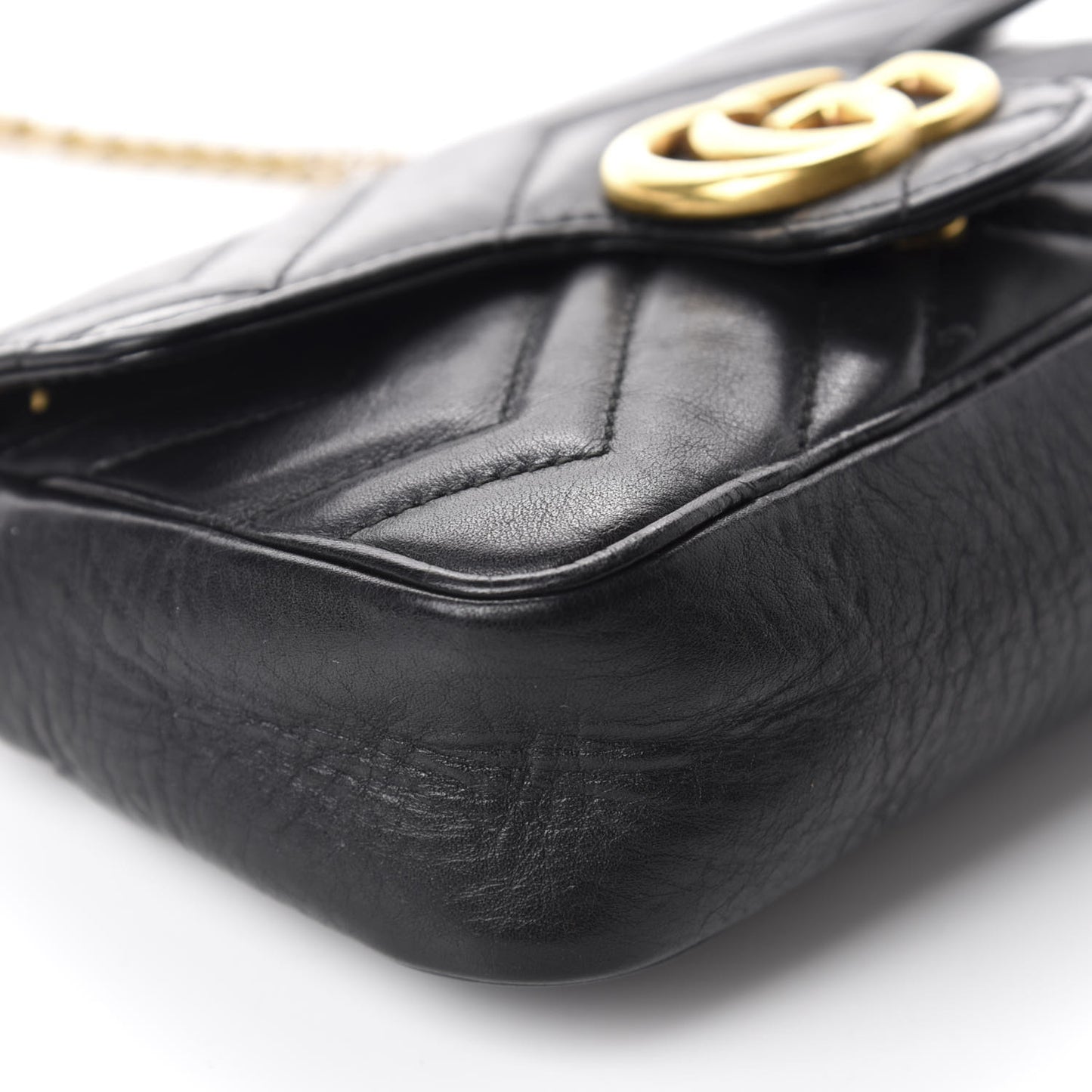 Calfskin Matelasse Super Mini GG Marmont Shoulder Bag Black