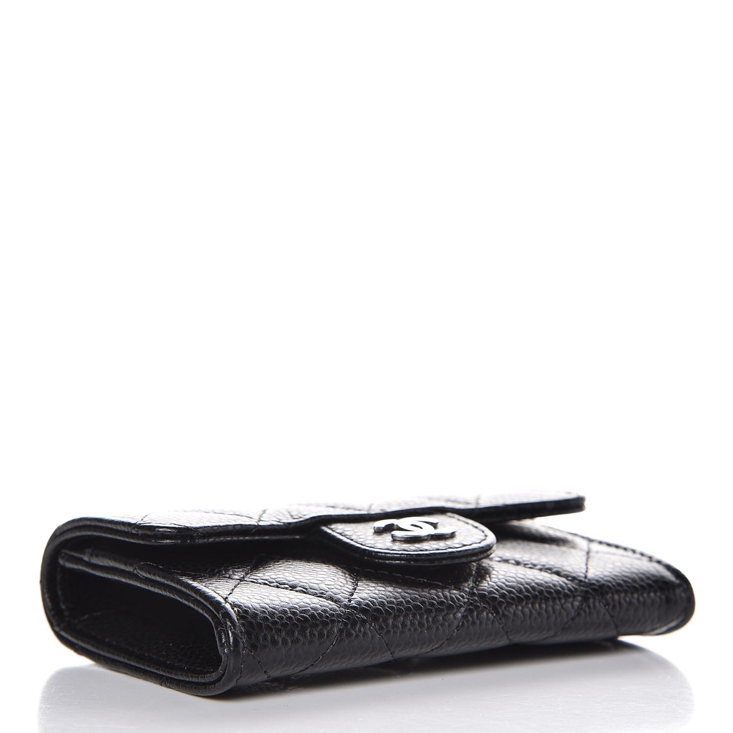 Caviar Quilted Flap Card Holder Black