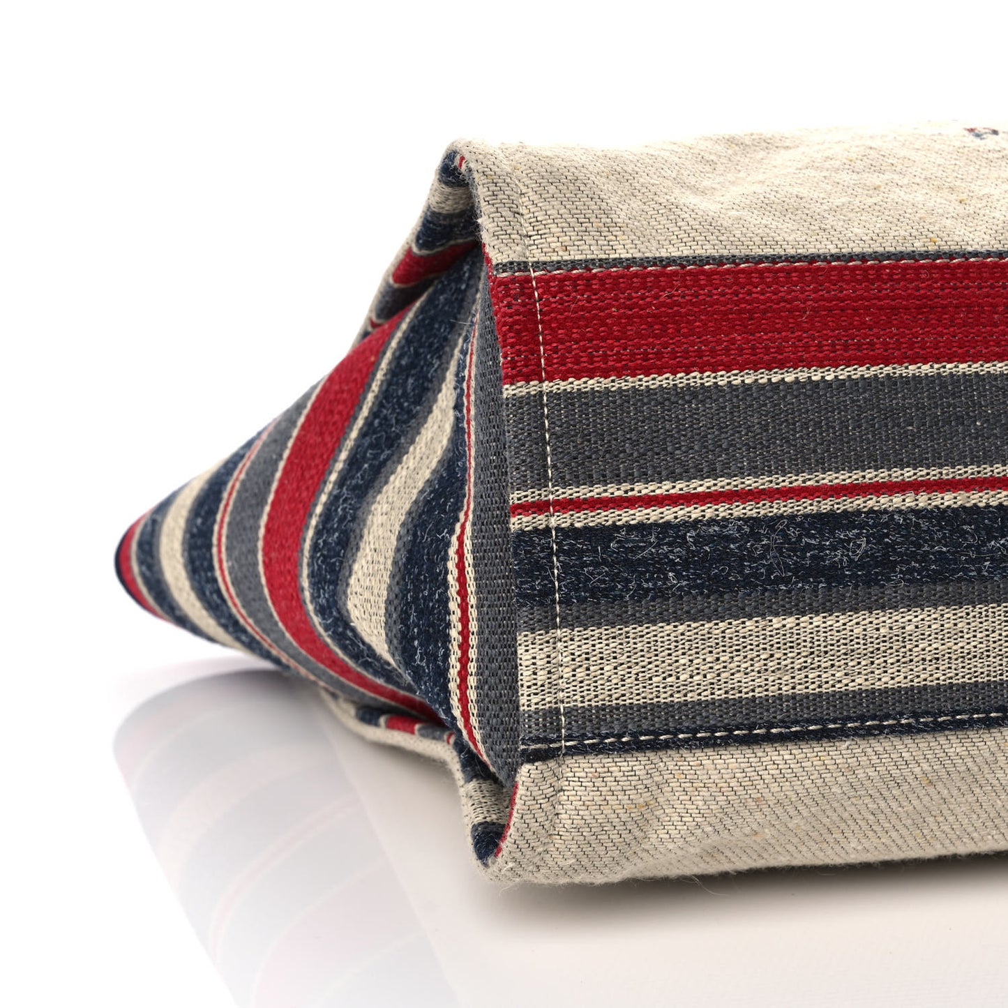 Striped Canvas Medium Deauville Tote Beige