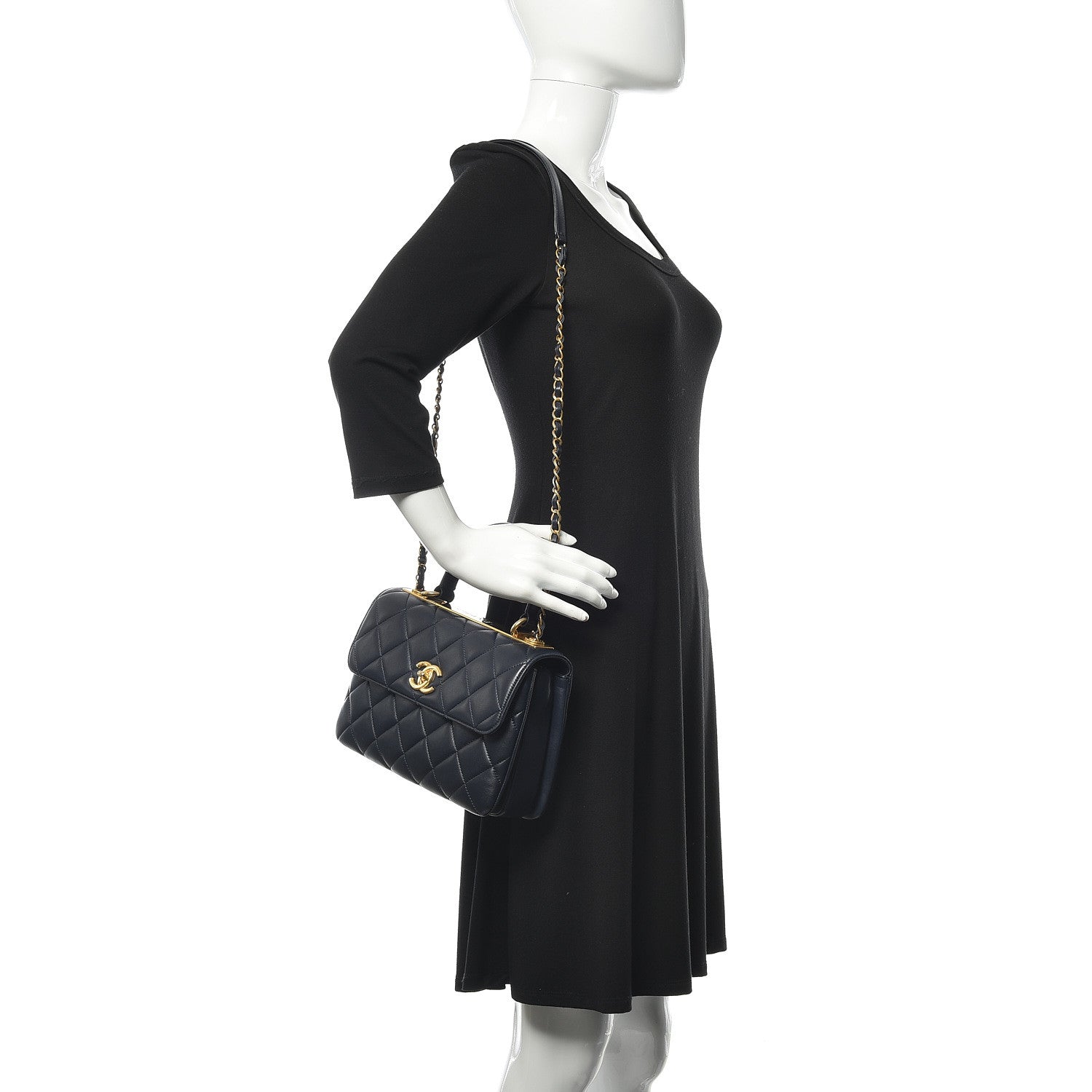 Chanel Lambskin Quilted Small Trendy CC Dual Handle Flap Bag Navy 2 of 10