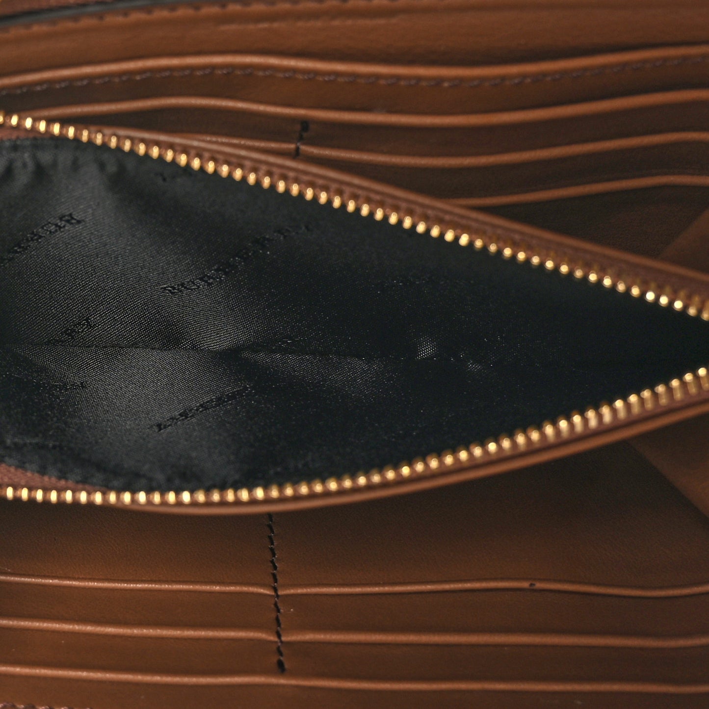 Grainy Calfskin House Check Elmore Zip Around Wallet Tan