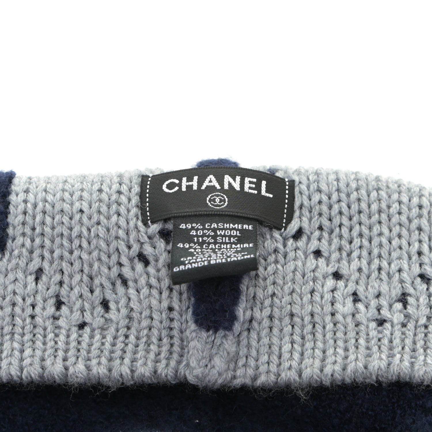 Chanel Cashmere Wool Silk Logo Beanie Hat Blue 5 of 5