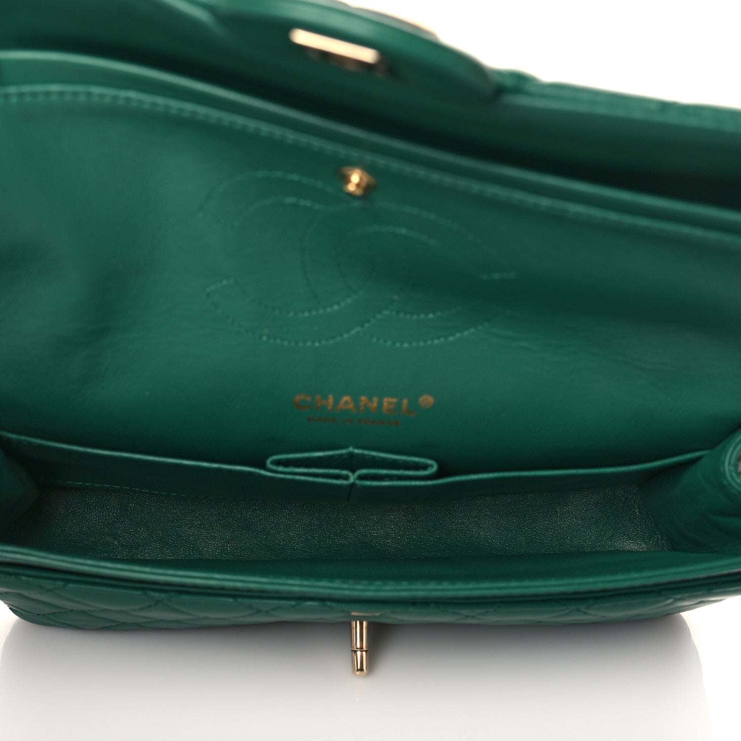 Chanel Lambskin Quilted Medium Double Flap Green 4 of 10