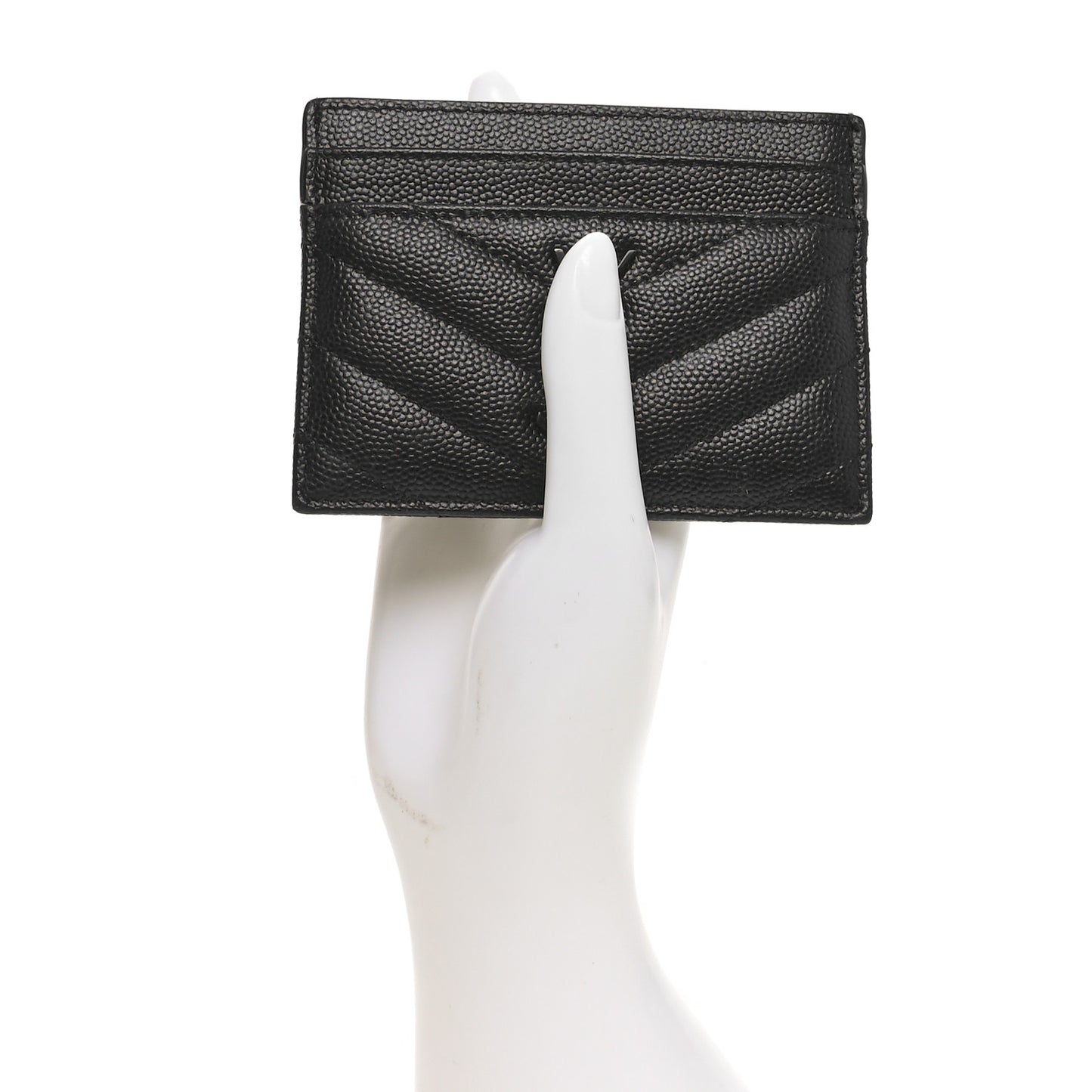 Grain De Poudre Matelasse Chevron Monochrome Monogram Credit Card Case Black