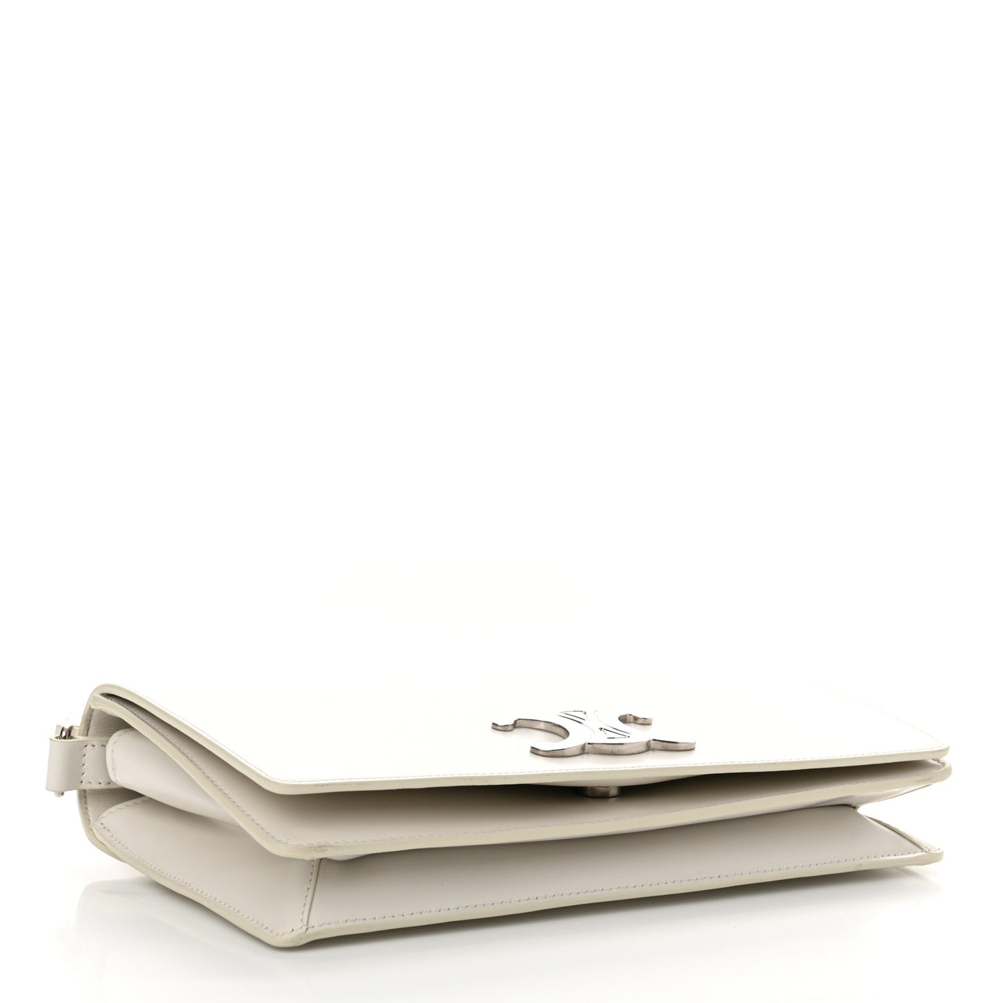 Shiny Calfskin Trapeze Triomphe Bag White