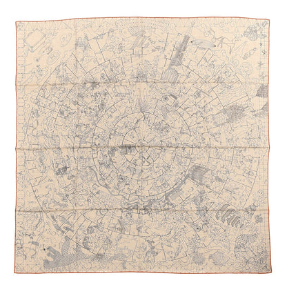 Hermes Cashmere Silk L'Epopee D'Shawl 140 Naturel Rouge 1 of 3