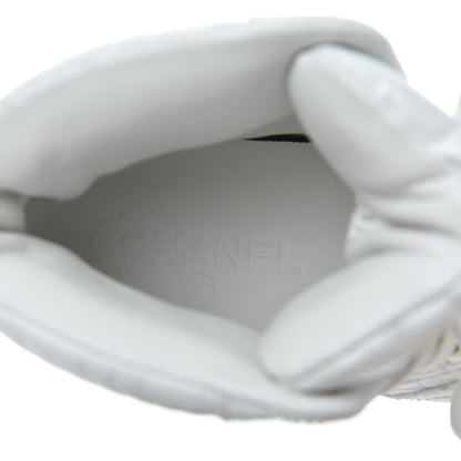 Chanel Calfskin Crocodile Embossed Cocodile High Top Sneakers 39.5 White 6 of 9