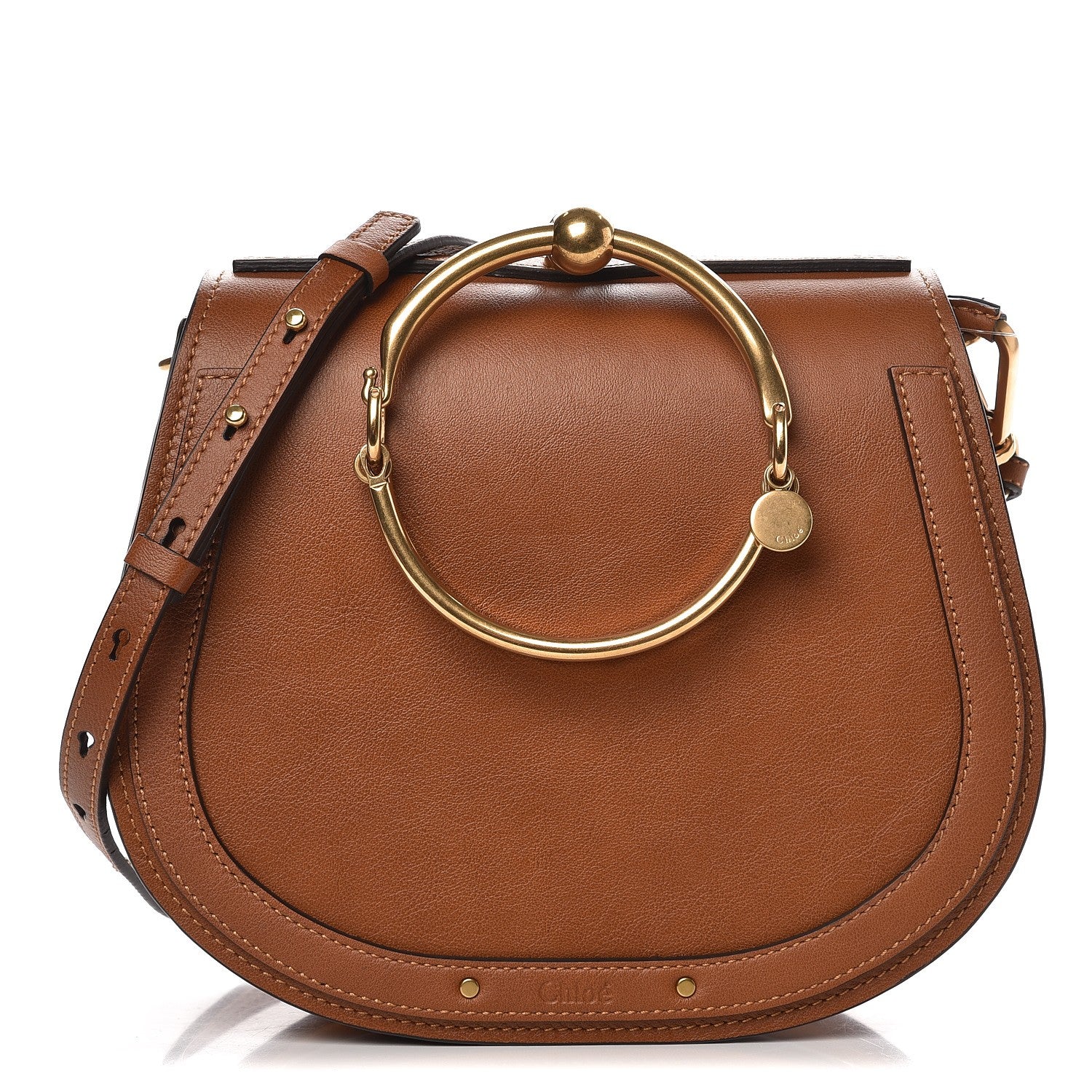 Chloe Calfskin Suede Medium Nile Bracelet Bag Caramel 1 of 7