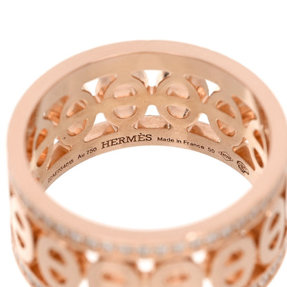 Hermes 18K Rose Gold Diamond PM Chaine d'Ancre Divine Ring 50 5.25 4 of 5