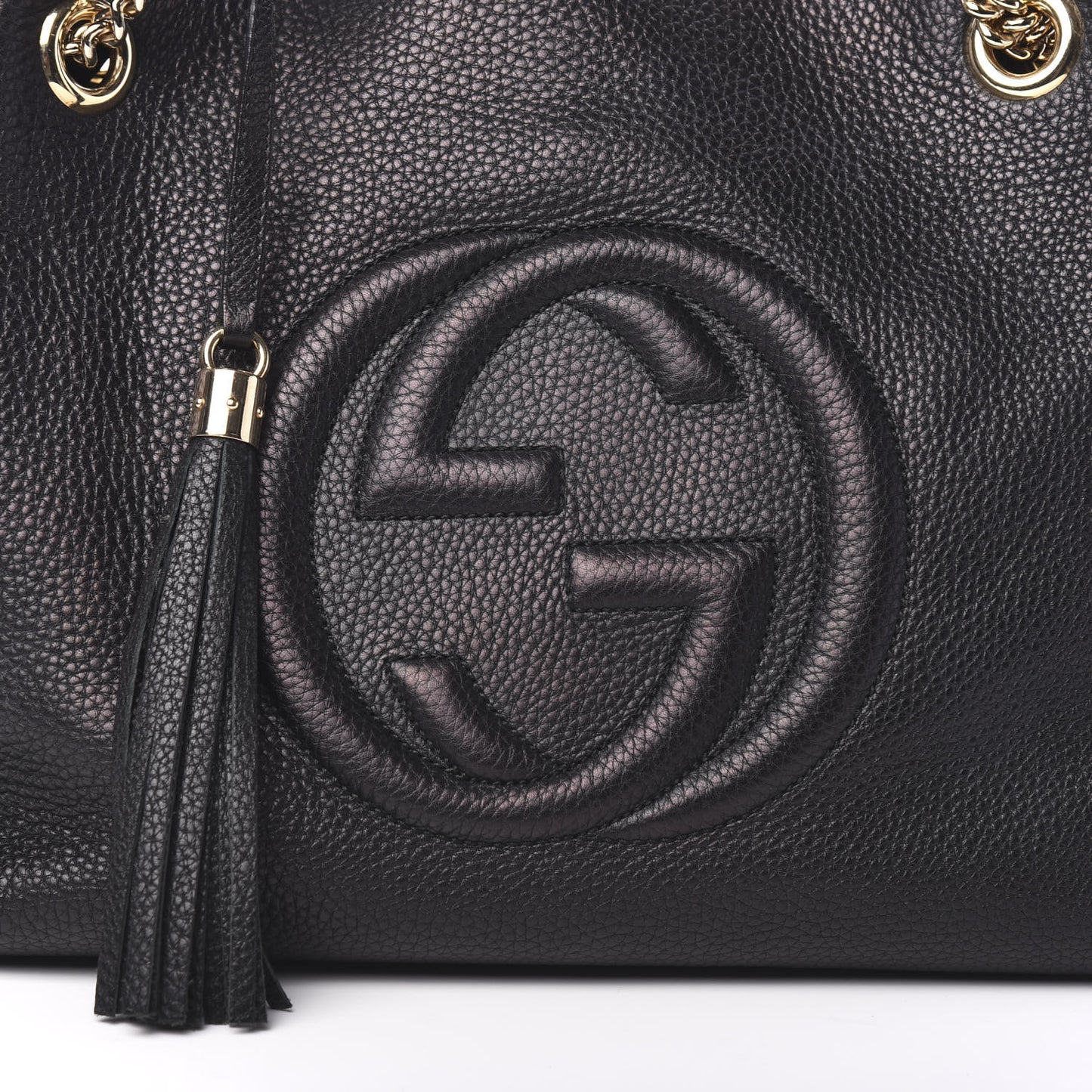 Pebbled Calfskin Medium Soho Chain Shoulder Bag Black