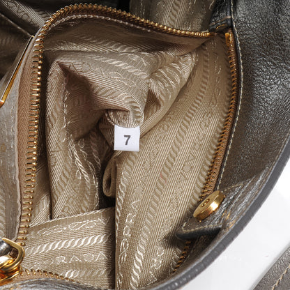 Prada Vitello Daino Shoulder Bag Acciaio 7 of 9