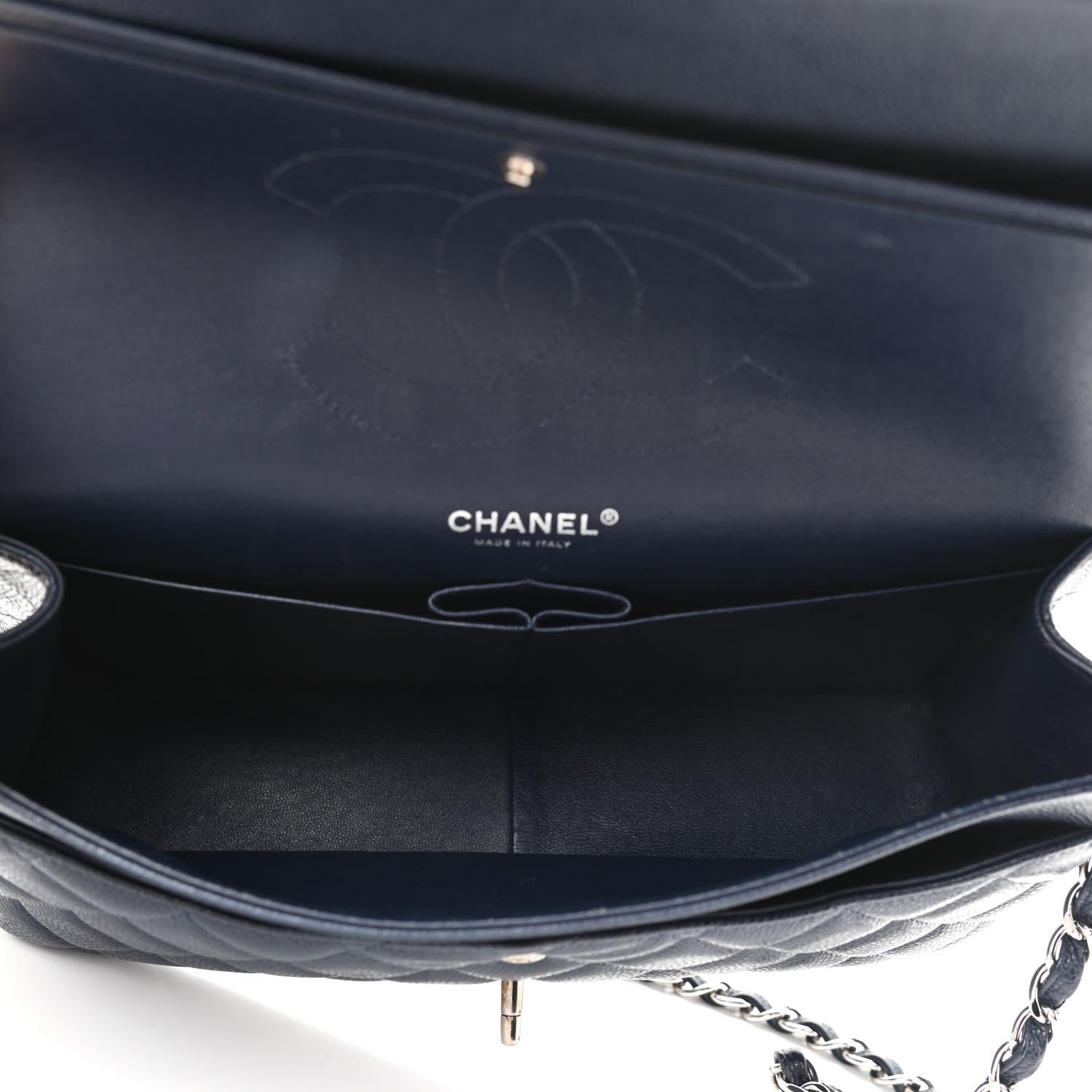 Chanel Caviar Quilted Jumbo Double Flap Navy Blue 5 of 10