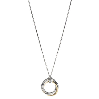 David Yurman Sterling Silver 14K Yellow Gold 37mm Crossover Pendant Necklace 1 of 4